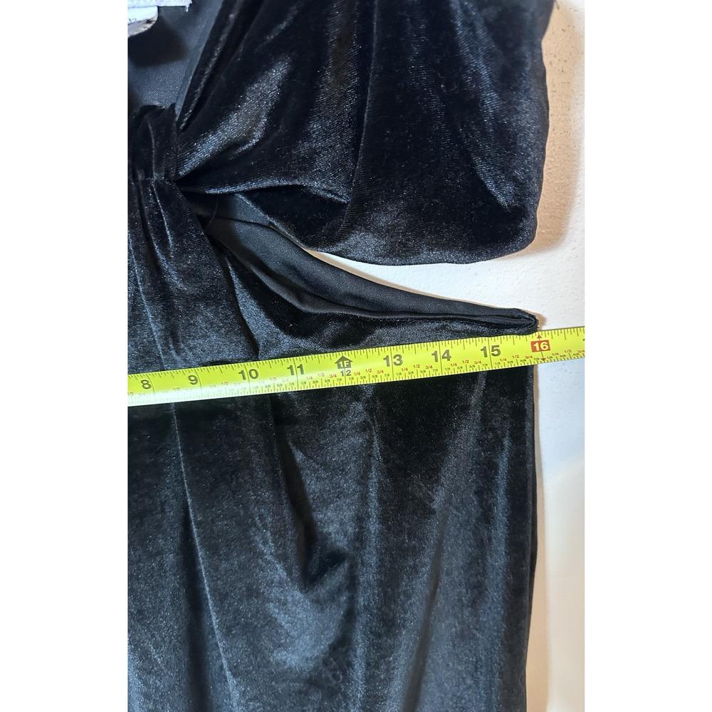 Just Polly Dress Womens Size XL Black Draped Waist Cutout Slit Midi Party Velour - Picture 7 of 9